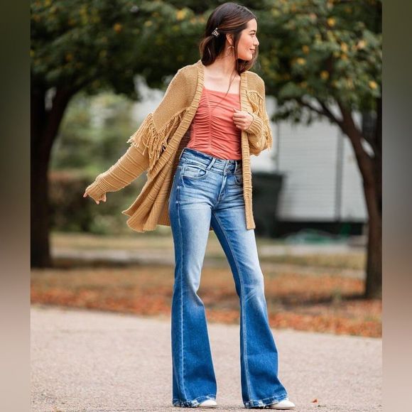 Willow & root Pieced Fringe Fall Cardigan Sweater NWT size medium - Picture 2 of 9